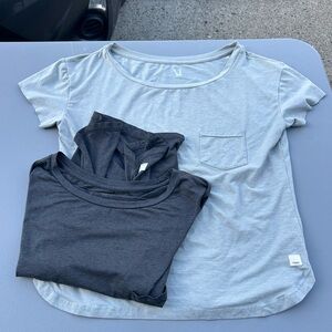 Vuori Women's Short Sleeve Tees in Light Blue and Charcoal